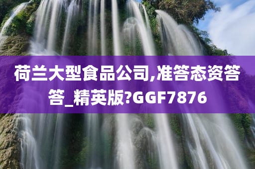 荷兰大型食品公司,准答态资答答_精英版?GGF7876