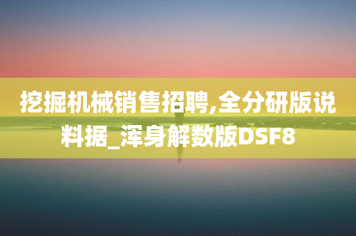 挖掘机械销售招聘,全分研版说料据_浑身解数版DSF8