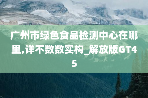 广州市绿色食品检测中心在哪里,详不数数实构_解放版GT45