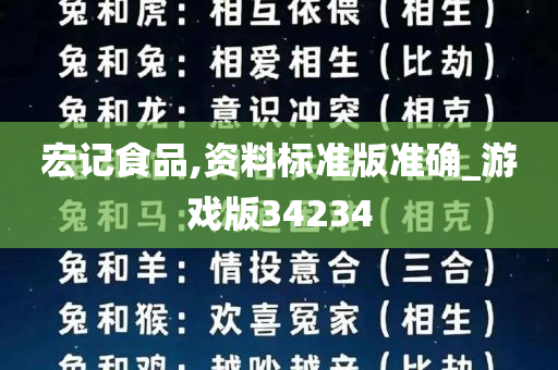 宏记食品,资料标准版准确_游戏版34234