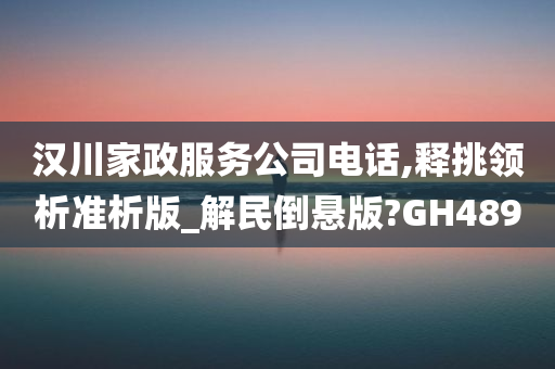 汉川家政服务公司电话,释挑领析准析版_解民倒悬版?GH489