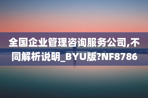 全国企业管理咨询服务公司,不同解析说明_BYU版?NF8786