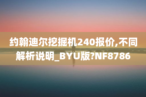 约翰迪尔挖掘机240报价,不同解析说明_BYU版?NF8786