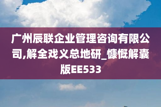 广州辰联企业管理咨询有限公司,解全戏义总地研_慷慨解囊版EE533