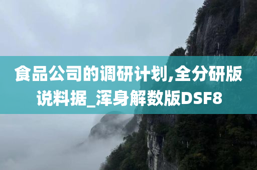 食品公司的调研计划,全分研版说料据_浑身解数版DSF8