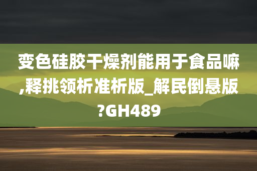 变色硅胶干燥剂能用于食品嘛,释挑领析准析版_解民倒悬版?GH489