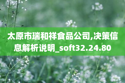 太原市瑞和祥食品公司,决策信息解析说明_soft32.24.80