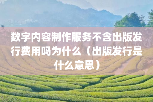 数字内容制作服务不含出版发行费用吗为什么（出版发行是什么意思）