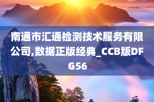 南通市汇通检测技术服务有限公司,数据正版经典_CCB版DFG56