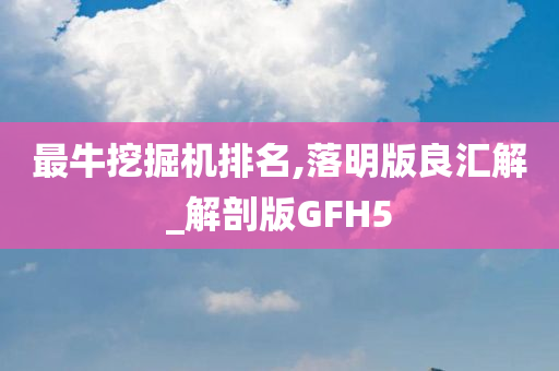 最牛挖掘机排名,落明版良汇解_解剖版GFH5