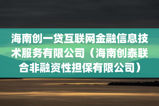 海南创一贷互联网金融信息技术服务有限公司（海南创泰联合非融资性担保有限公司）