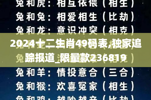 2024十二生肖49码表,独家追踪报道_限量款236819