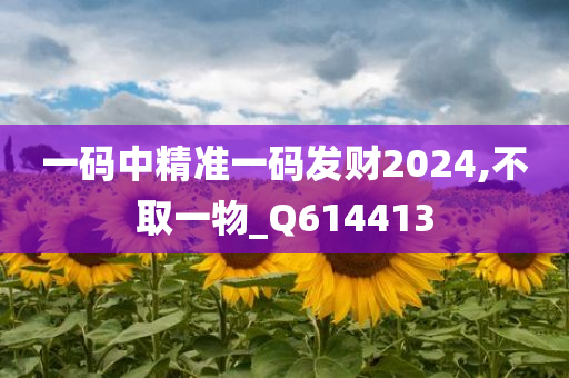 一码中精准一码发财2024,不取一物_Q614413