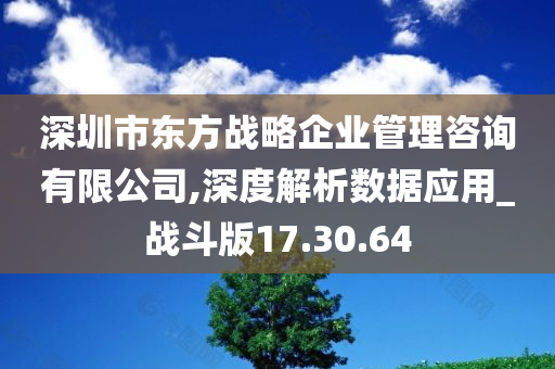 深圳市东方战略企业管理咨询有限公司,深度解析数据应用_战斗版17.30.64