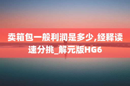 卖箱包一般利润是多少,经释读速分挑_解元版HG6