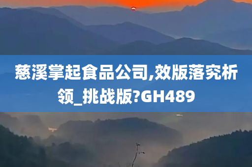 慈溪掌起食品公司,效版落究析领_挑战版?GH489