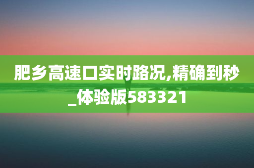 肥乡高速口实时路况,精确到秒_体验版583321