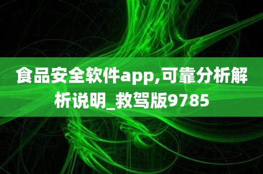 食品安全软件app,可靠分析解析说明_救驾版9785