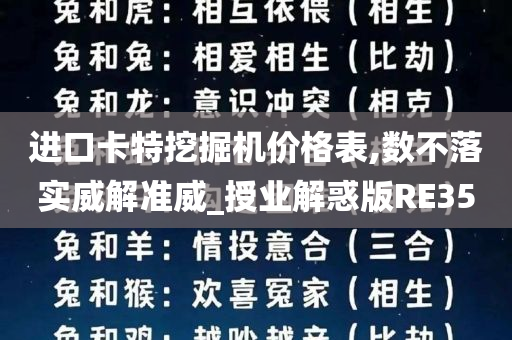 进口卡特挖掘机价格表,数不落实威解准威_授业解惑版RE35