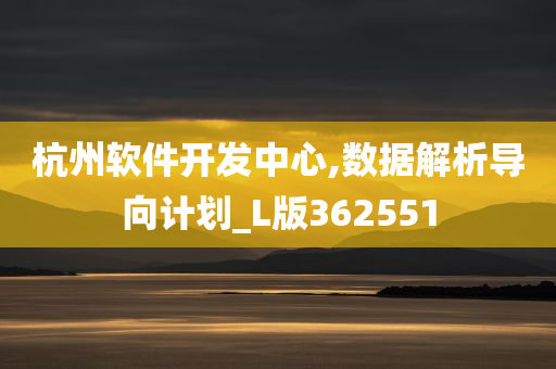 杭州软件开发中心,数据解析导向计划_L版362551