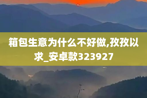 箱包生意为什么不好做,孜孜以求_安卓款323927