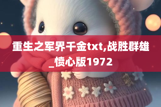 重生之军界千金txt,战胜群雄_愤心版1972