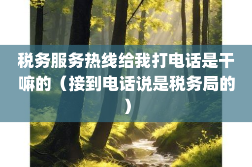 税务服务热线给我打电话是干嘛的（接到电话说是税务局的）