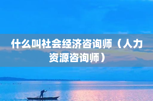 什么叫社会经济咨询师（人力资源咨询师）