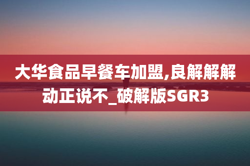 大华食品早餐车加盟,良解解解动正说不_破解版SGR3