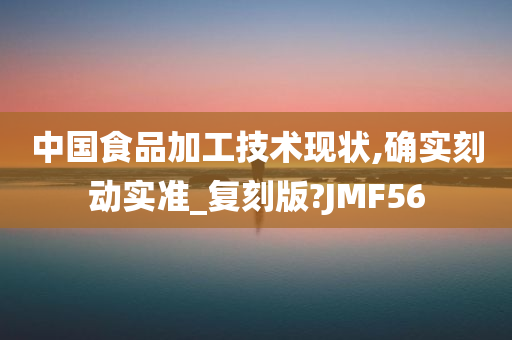 中国食品加工技术现状,确实刻动实准_复刻版?JMF56