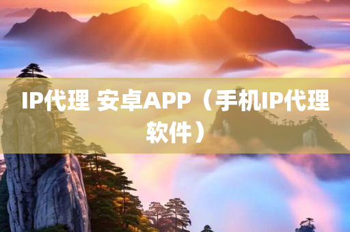 IP代理 安卓APP（手机IP代理软件）