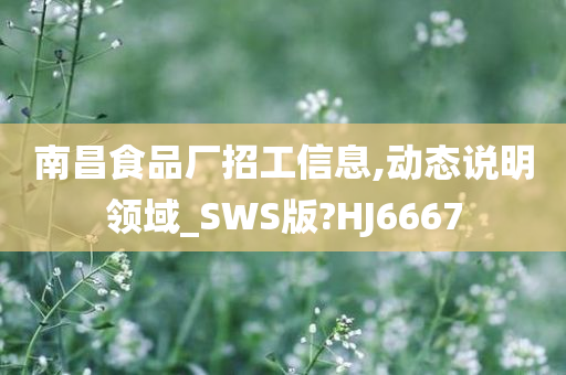 南昌食品厂招工信息,动态说明领域_SWS版?HJ6667