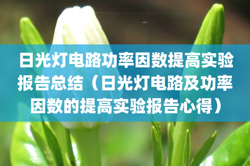 日光灯电路功率因数提高实验报告总结（日光灯电路及功率因数的提高实验报告心得）