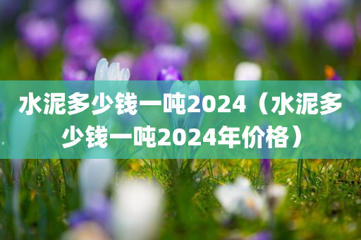 水泥多少钱一吨2024（水泥多少钱一吨2024年价格）