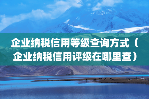 企业纳税信用等级查询方式（企业纳税信用评级在哪里查）