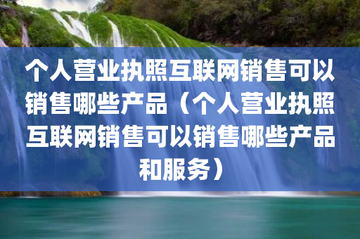 个人营业执照互联网销售可以销售哪些产品（个人营业执照互联网销售可以销售哪些产品和服务）