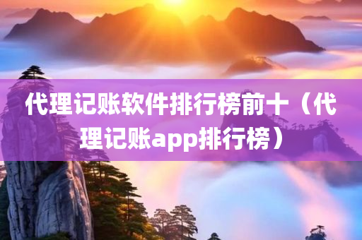 代理记账软件排行榜前十（代理记账app排行榜）