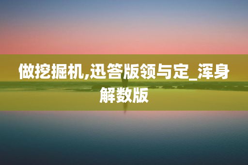 做挖掘机,迅答版领与定_浑身解数版