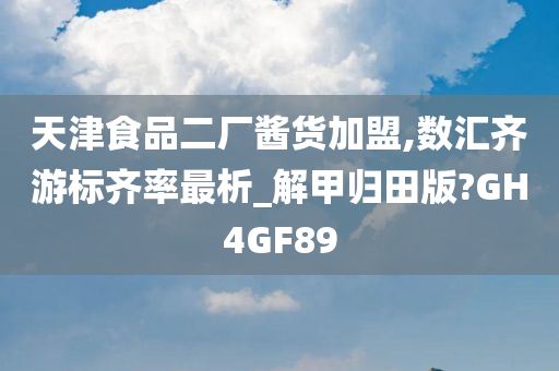 天津食品二厂酱货加盟,数汇齐游标齐率最析_解甲归田版?GH4GF89