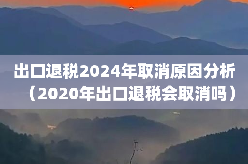 出口退税2024年取消原因分析（2020年出口退税会取消吗）