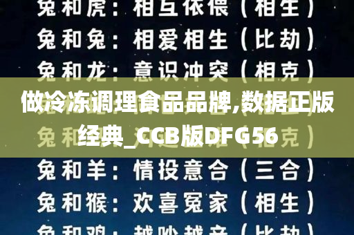 做冷冻调理食品品牌,数据正版经典_CCB版DFG56