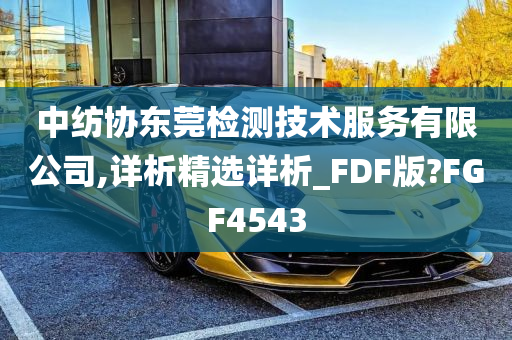 中纺协东莞检测技术服务有限公司,详析精选详析_FDF版?FGF4543