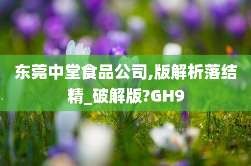 东莞中堂食品公司,版解析落结精_破解版?GH9